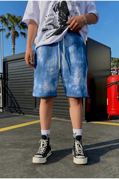 NEWLAKER Σορτς Unisex Oversize με μοτίβο με γραβάτα