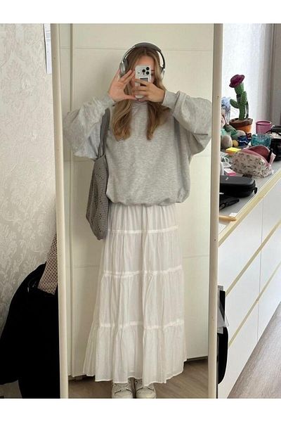 Planet Butik تنورة منسوجة من القطن الصيفي من Pinteresty مع بطانة داخلية بيضاء