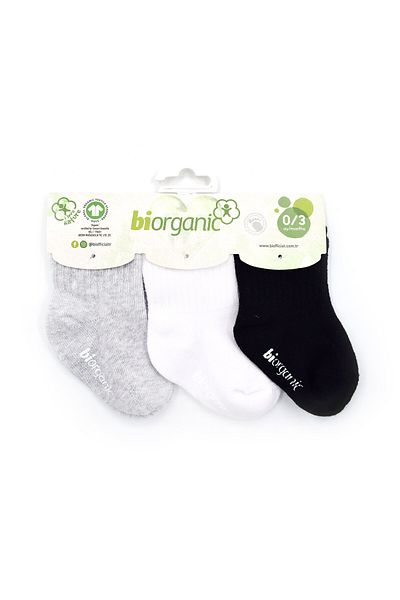Biorganic Non-Slip Basic 3-Piece Baby Socks 68484