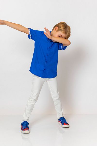 incity Boy's Short Sleeve Shirt with Cuff Detail and Pockets
