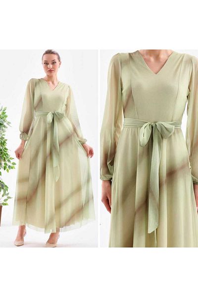 CİXAPLE V-Neck Maxi Length Printed Dress
