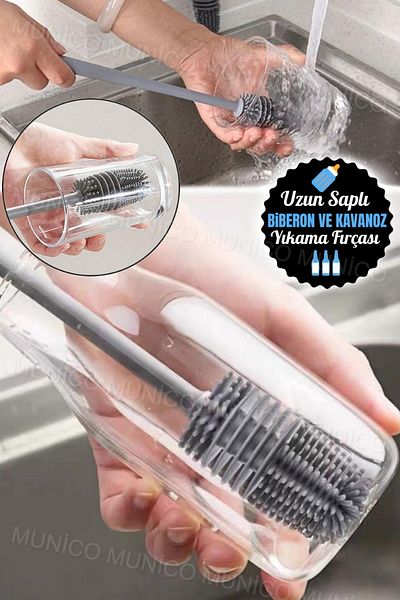 Munico Silicone Bottle Brush - Long Handle, Washing Cup, Artifact, Household Water Cup Bottle Jar Brush
