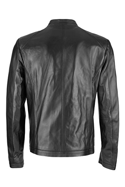 Tamer Tanca Erkek Hakiki Deri Siyah Deri Mont