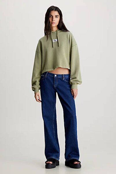 Calvin Klein Washed Cotton Cropped Hoodie Kadın Sweatshirt-J20J223082L9N