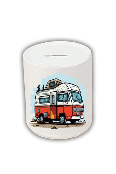 lili hediyelik Πορτοκαλί Caravan Printed Piggy Bank - Κεραμικός κάντρα συσσώρευσης χρημάτων