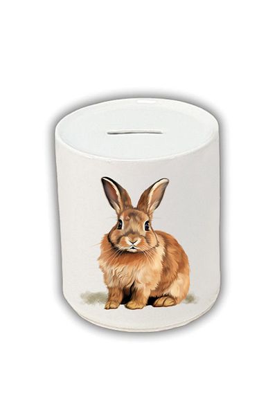 lili hediyelik Κουμπαράς με στάμπα Rabbit - Κεραμικός κουμπαράς με καρφίτσα