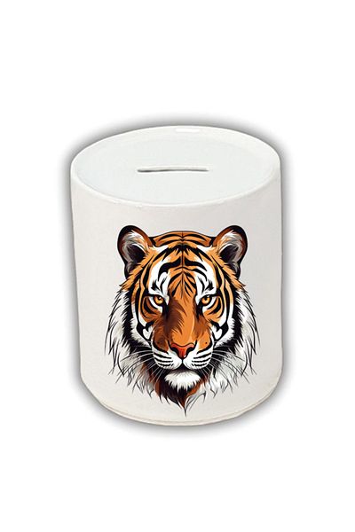 lili hediyelik Μοντέρνος κουμπαράς με στάμπα Tiger - Κεραμικός κουμπαράς με καρφίτσα