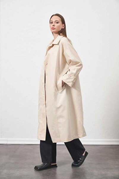 Mevra Oversize Trenchcoat Ceket Ekru