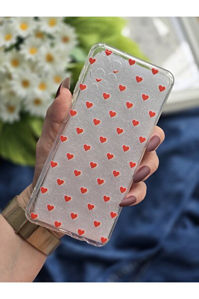 SUPER FRAME Clear Phone Case with Red Heart Design Compatible with Samsung Ga...