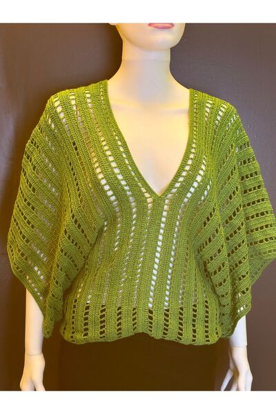 Gönülden Tasarım Ручна робота, зелений, двосторонній, універсальний болеро-блуз