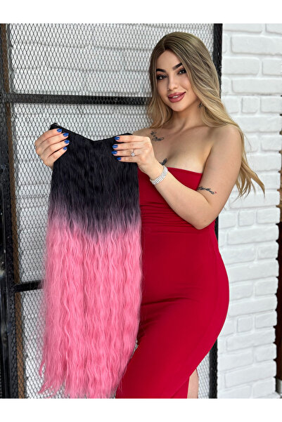 Peruk Avm Luxury Kıvırcık Yarımay+2 Yan SiyahPink Serisi