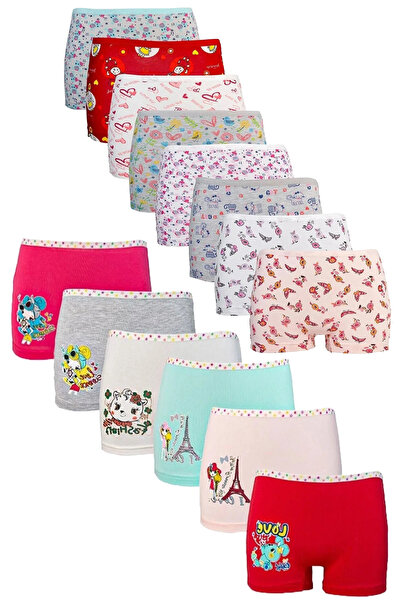 Kossiga Памучни боксерки за момичета, чифт от 12 броя - с шарки и щампи