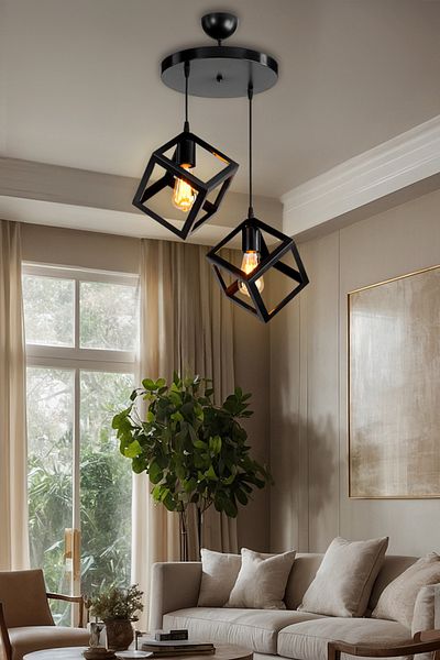AG LightDesign Black Cube Pendant Lamp Chandelier Living Room Bedroom Kitchen Corridor Lamp