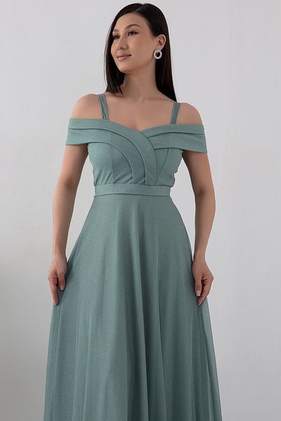 PULLIMM Rochie de seara lunga din tul cu sclipici - cu bretele Model 13278