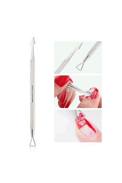 SİNKA Cuticle Scissors Double Spring + Cuticle Side Pusher + Nail Polish Scraper Kronk Stainless Steel Set