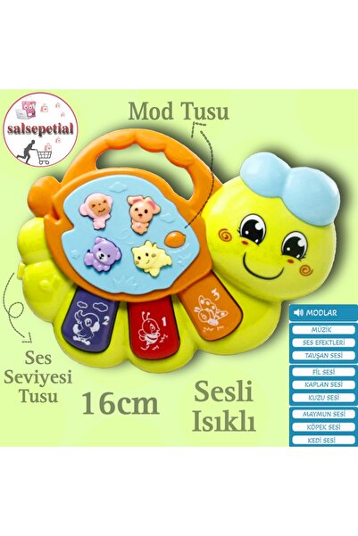 Salsepetial Işıklı Ve Müzikli Tırtıl Bebek Piyanosu Müzikli Eğitici Oyuncak 16cm
