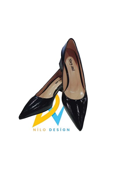 NILOO اللون الأسود: حذاء نسائي بكعب ستيليتو من الجلد اللامع