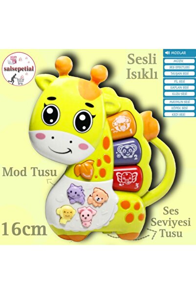Salsepetial Işıklı Ve Müzikli Zürafa Bebek Piyanosu Müzikli Eğitici Oyuncak 16cm