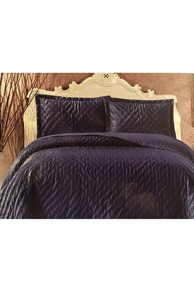 Royal Home Riva Velvet Double 3 Piece Bedspread Set Indigo