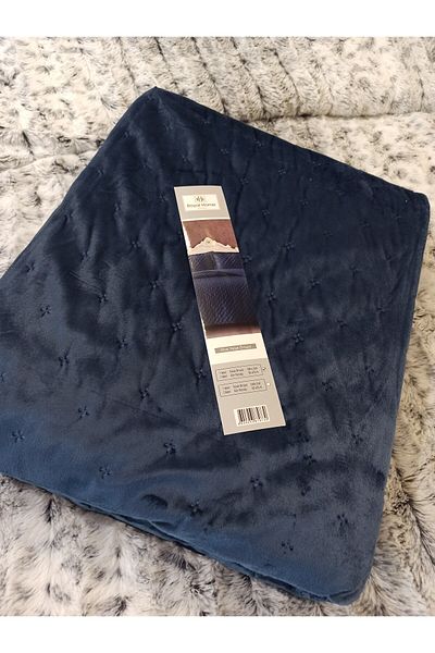 Royal Home Riva Velvet Double 3 Piece Bedspread Set Indigo