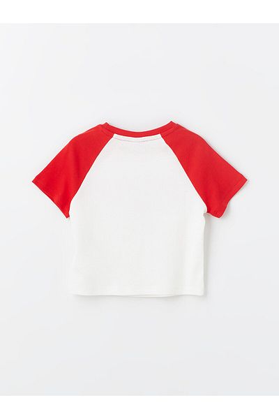 LC Waikiki Dziewczęcy T-shirt z krótkim rękawem i nadrukiem z okrągłym dekoltem