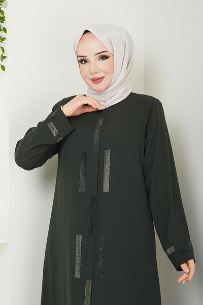 Pamuk Butik Γυναικείο παλτό με τσέπες με πέτρα με λεπτομέρειες Ferace