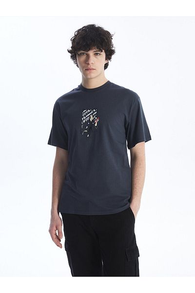 LC Waikiki Printed Men's Combed Cotton T-Shirt - Crew Neck, Short Sleeve