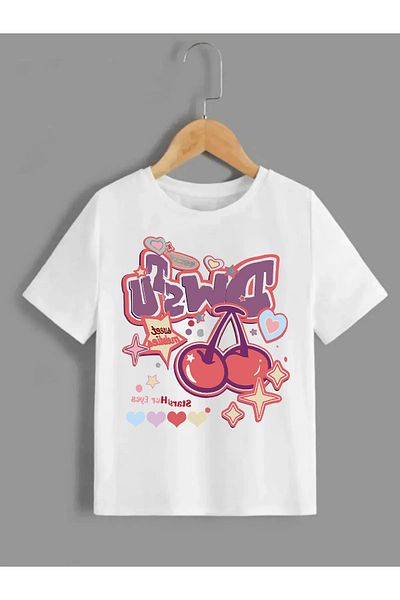 Pisa Art Cartoon Cherry White T-shirt (Unisex) Παιδικό και Εφηβικό Υφασμάτινο Υψηλής Ποιότητας