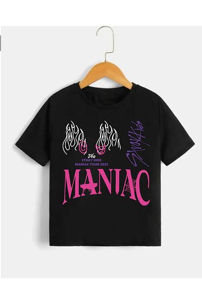 Pisa Art Тениска Stray Kids Maniac (Унисекс) за деца и младежи, висококачествена материя