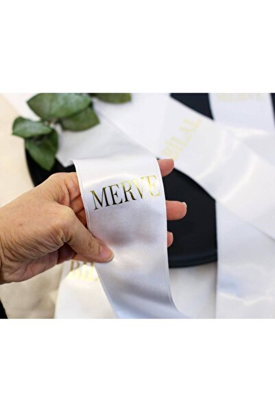 İsabella Accessories İsimli BeyazTakı Kurdelesi (2 Adet) Gelin Damat Takı Kur...