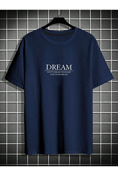 SELENA BUTİK Μπλουζάκι Unisex Navy Blue Dream Cotton Oversize