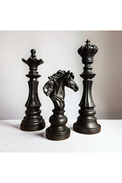 AlinSanatHeykel Büyük Satranç Seti Heykeli Dekoratif Modern Ev Aaksesuarı