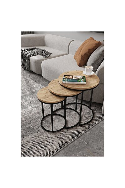 Taşkın Zigon Sehpa Açık Ceviz +Siyah Metal