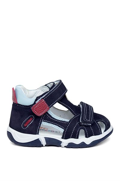 Minican Holčička dětské ploché sandály z pravé kůže Navy Blue
