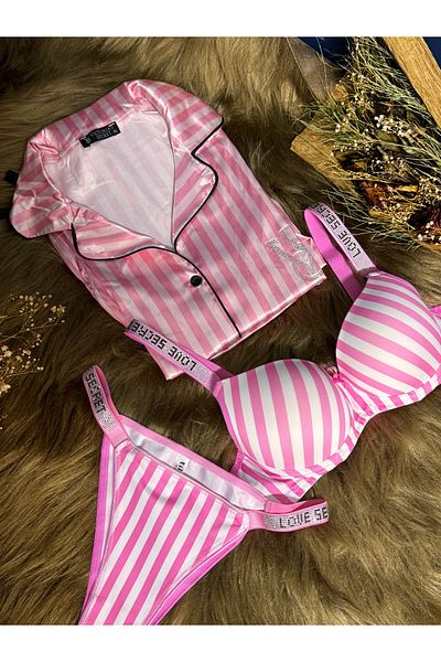 SATTENS Set de pijama din satin Stone din 4 piese pentru femei