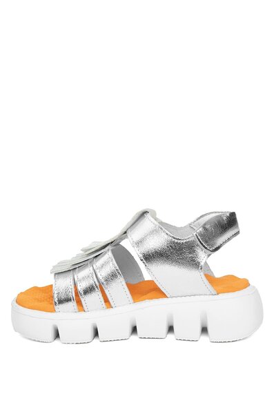 Minican S P 2287C Booties Girl's Genuine Leather Flat Sandals Silver