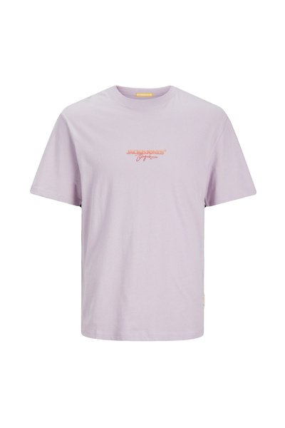Jack & Jones Bisiklet Yaka Lila Erkek T-Shirt JORARUBA PUFF BRANDING TEE SS CREW