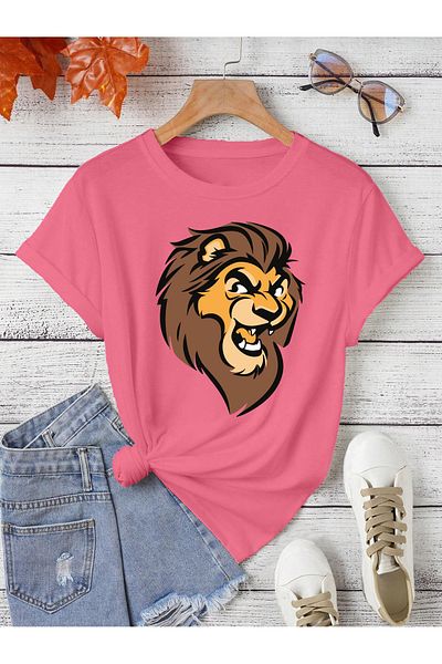 aynewmoda Strong lion printed oversize T-shirt