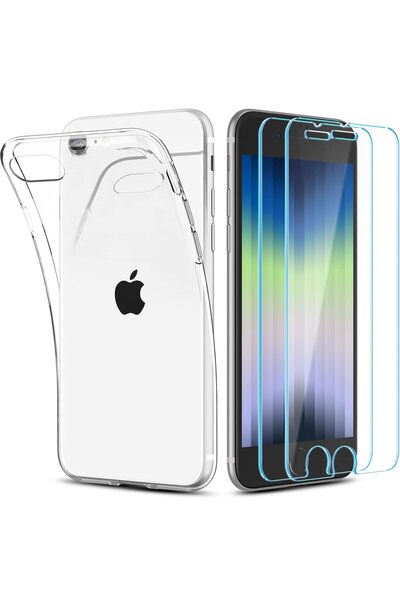 Etiget İphone 7 | Iphone 8 | Iphone Se 2020 Kılıf Şeffaf Silikon Cam Ekran Ko...