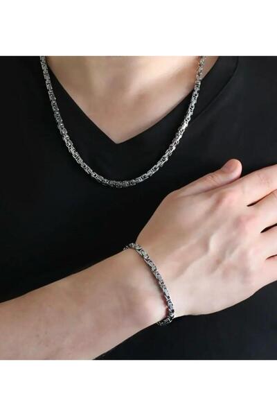 Bay hediye İtalyan Tasarım Kral Zincir Çelik Kararma Yapmaz Erkek Bileklik& K...