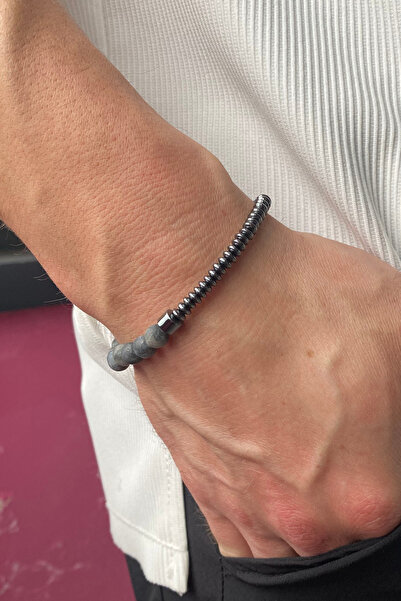 TAKIŞTIR Gray Color Bead Men's Bracelet
