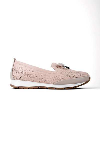 Ayakkabı Vakti حذاء باليرينا ناعم ومريح للنساء مع حجر الشريط المثقب