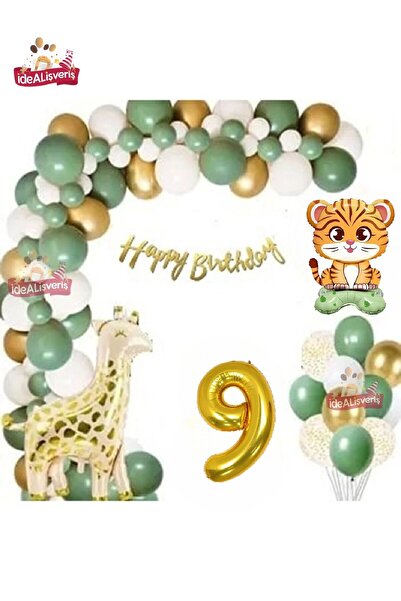 Laviyosa Luxurious Green Giraffe Foot Tiger Foil Birthday Party Ballon Set Or...