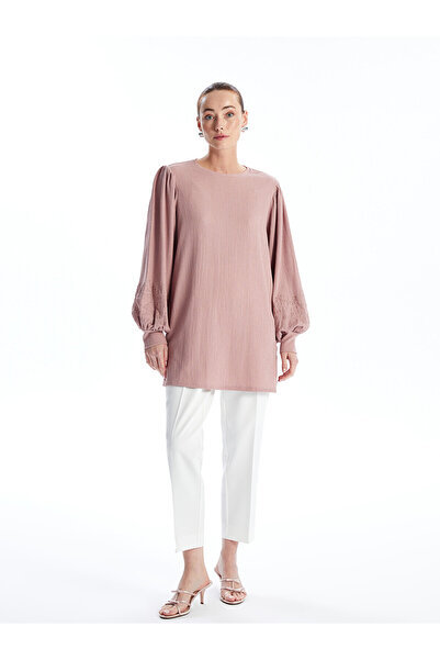 LC Waikiki Hosszú ujjú, nyakú, hímzett női tunika