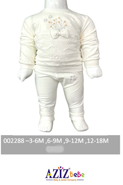 Aziz Bebe Dantelli 2li Alt Üst Bebek Takımı 3 Ay - 18 Ay Arası Beden