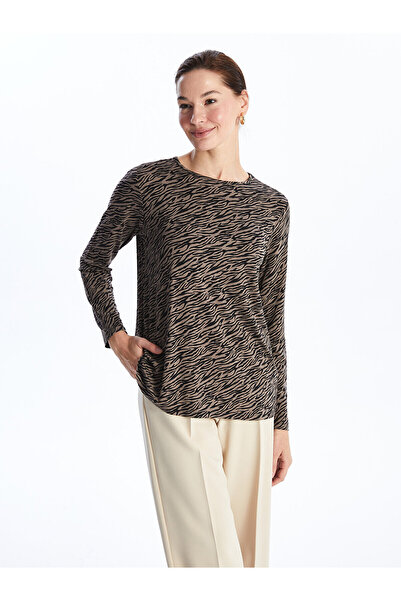 LC Waikiki Γυναικείο T-shirt με μακρυμάνικο σχέδιο με λαιμόκοψη