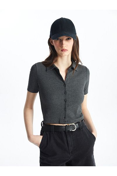 LC Waikiki Short Sleeve Plain Crop Women's Shirt
