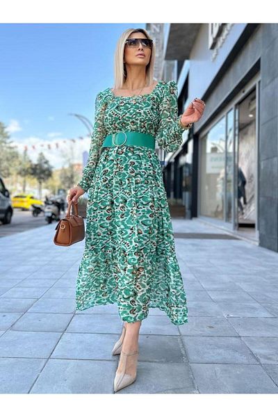 Kokoşum Butik Rochie din sifon verde - bust elastic, model 5973