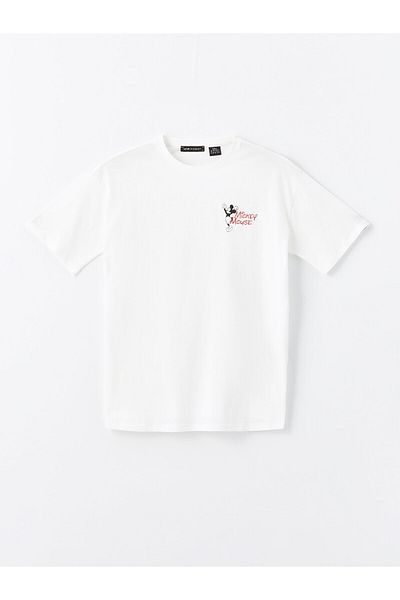 LC Waikiki T-shirt damski z nadrukiem Myszki Miki – okrągły dekolt, krótki rękaw