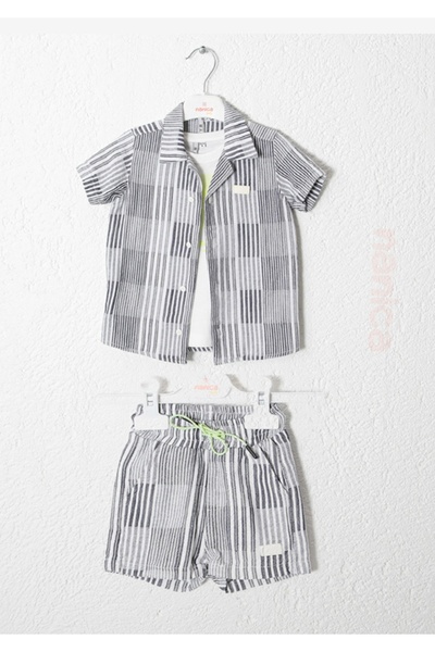Nanica Kids LIMI Boy's Linen Shirt and Shorts Set - 3-Piece Strappy T-Shirt Set